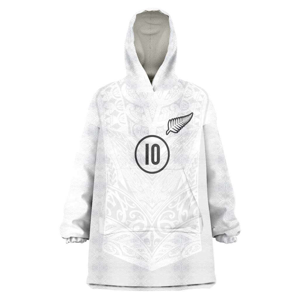 Custom New Zealand Football Wearable Blanket Hoodie The Whites-Sporty T90 Style - Polynesian Pride