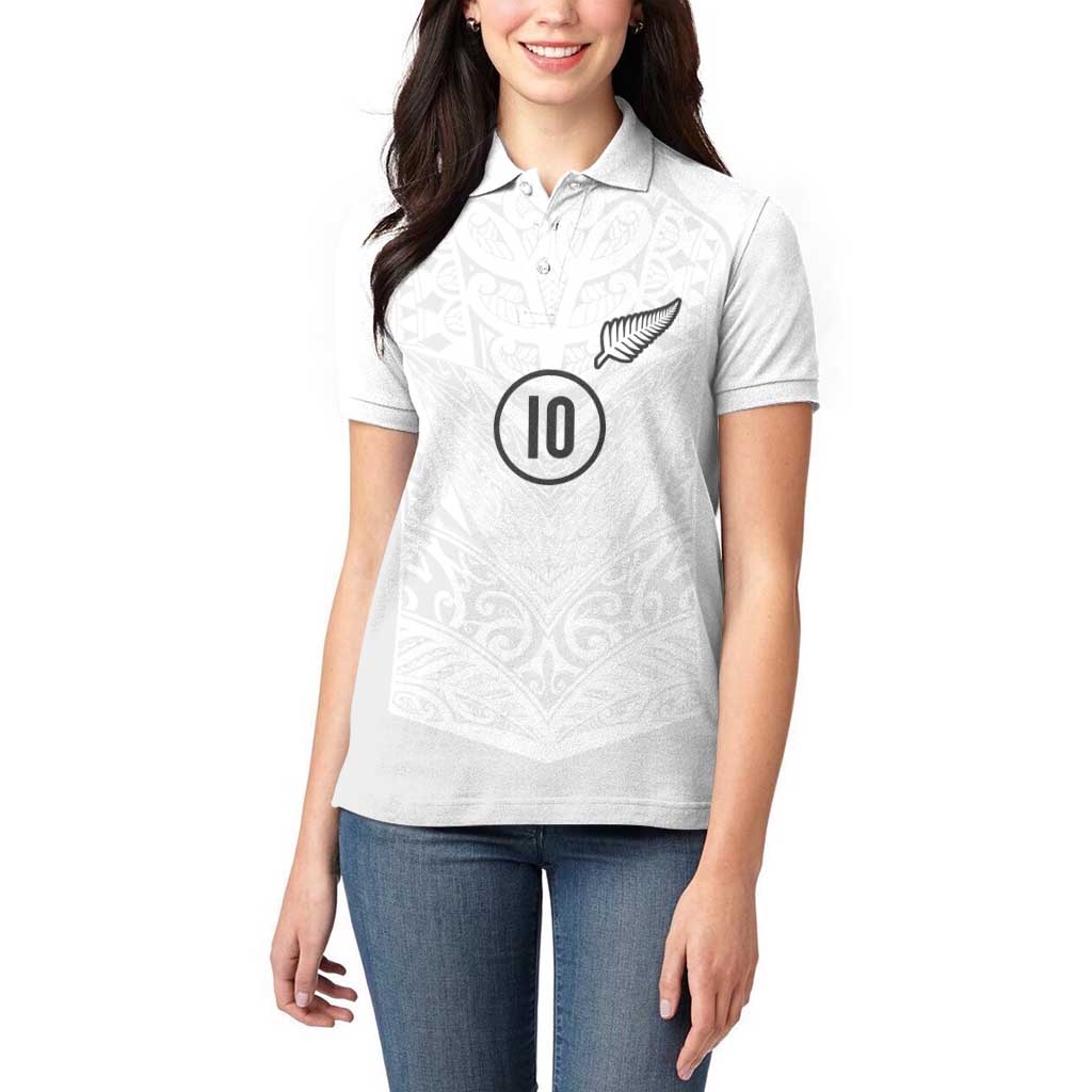 Custom New Zealand Football Women Polo Shirt The Whites-Sporty T90 Style - Polynesian Pride