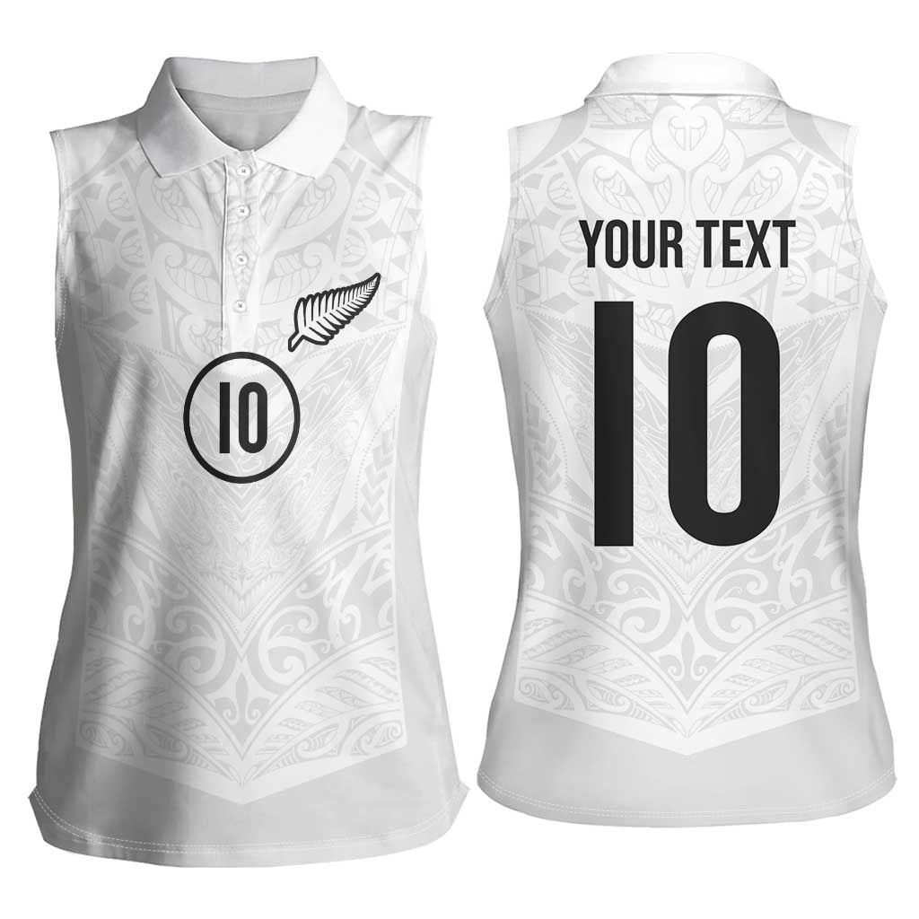 Custom New Zealand Football Women Sleeveless Polo Shirt The Whites-Sporty T90 Style - Polynesian Pride