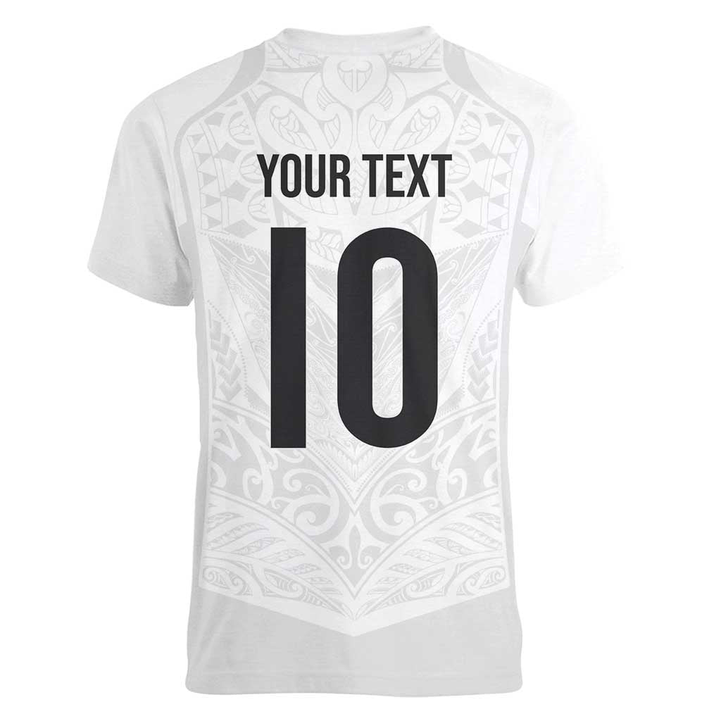Custom New Zealand Football Women V-Neck T-Shirt The Whites-Sporty T90 Style - Polynesian Pride