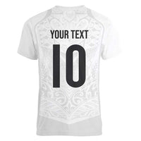 Custom New Zealand Football Women V-Neck T-Shirt The Whites-Sporty T90 Style - Polynesian Pride