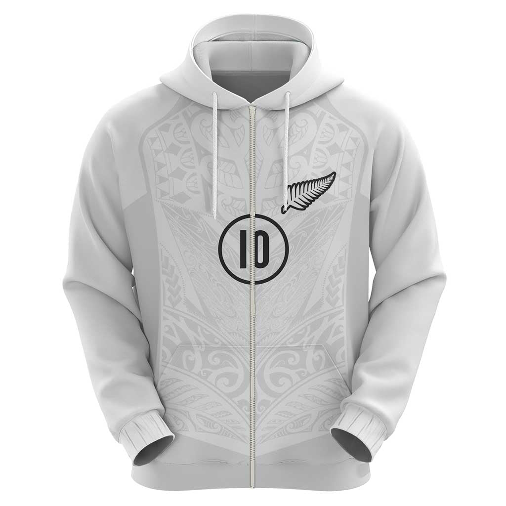 Custom New Zealand Football Zip Hoodie The Whites-Sporty T90 Style - Polynesian Pride