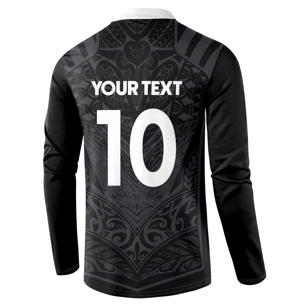 Custom Aotearoa Rugby Button Sweatshirt The Blacks-Sporty T90 Style - Polynesian Pride