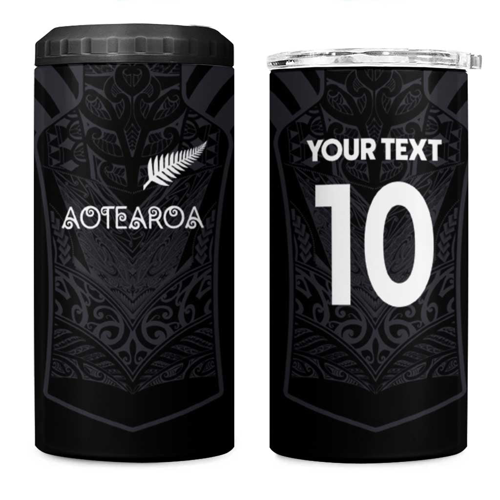 Custom Aotearoa Rugby 4 in 1 Can Cooler Tumbler The Blacks-Sporty T90 Style - Polynesian Pride