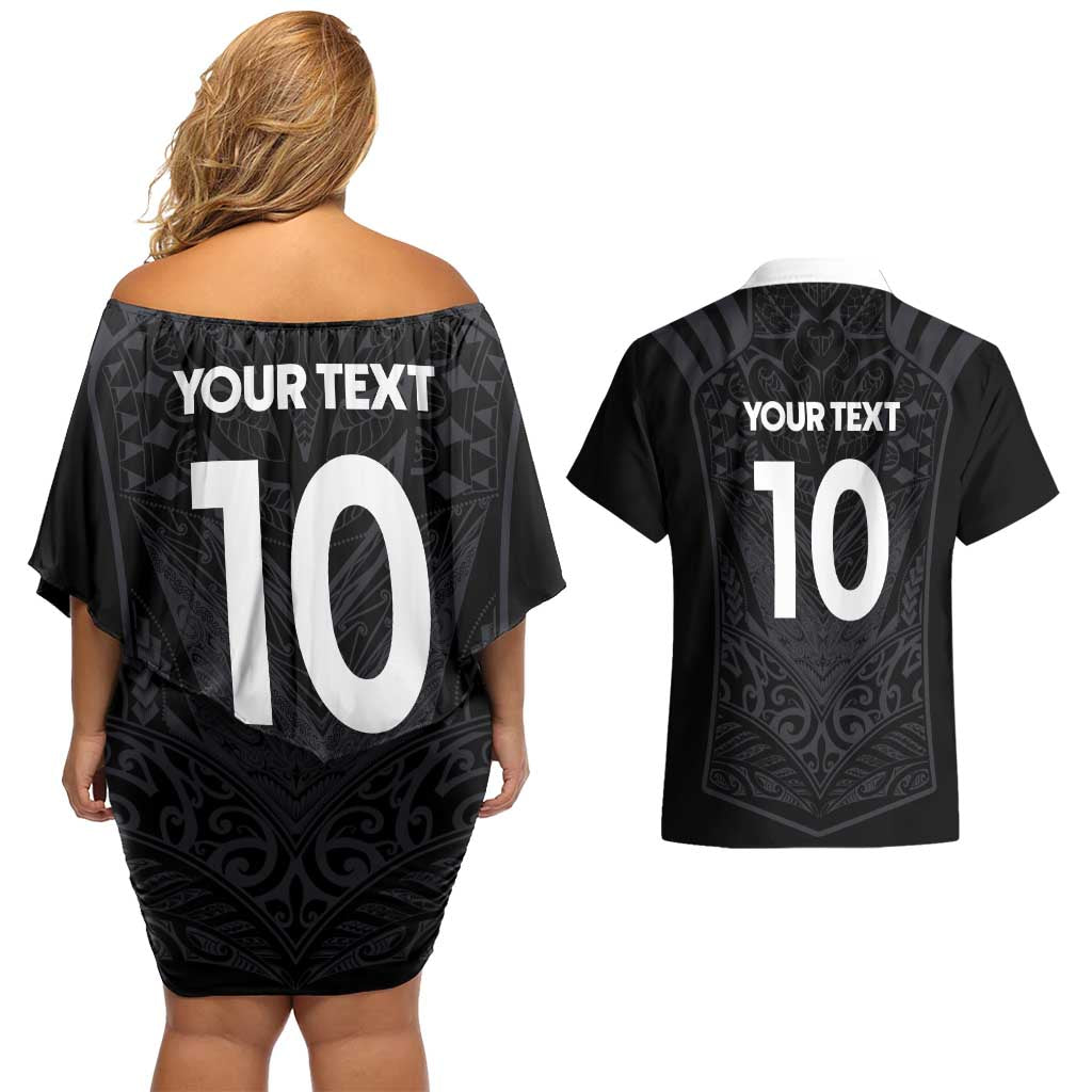 Custom Aotearoa Rugby Couples Matching Off Shoulder Short Dress and Hawaiian Shirt The Blacks-Sporty T90 Style - Polynesian Pride