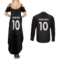 Custom Aotearoa Rugby Couples Matching Summer Maxi Dress and Long Sleeve Button Shirt The Blacks-Sporty T90 Style - Polynesian Pride