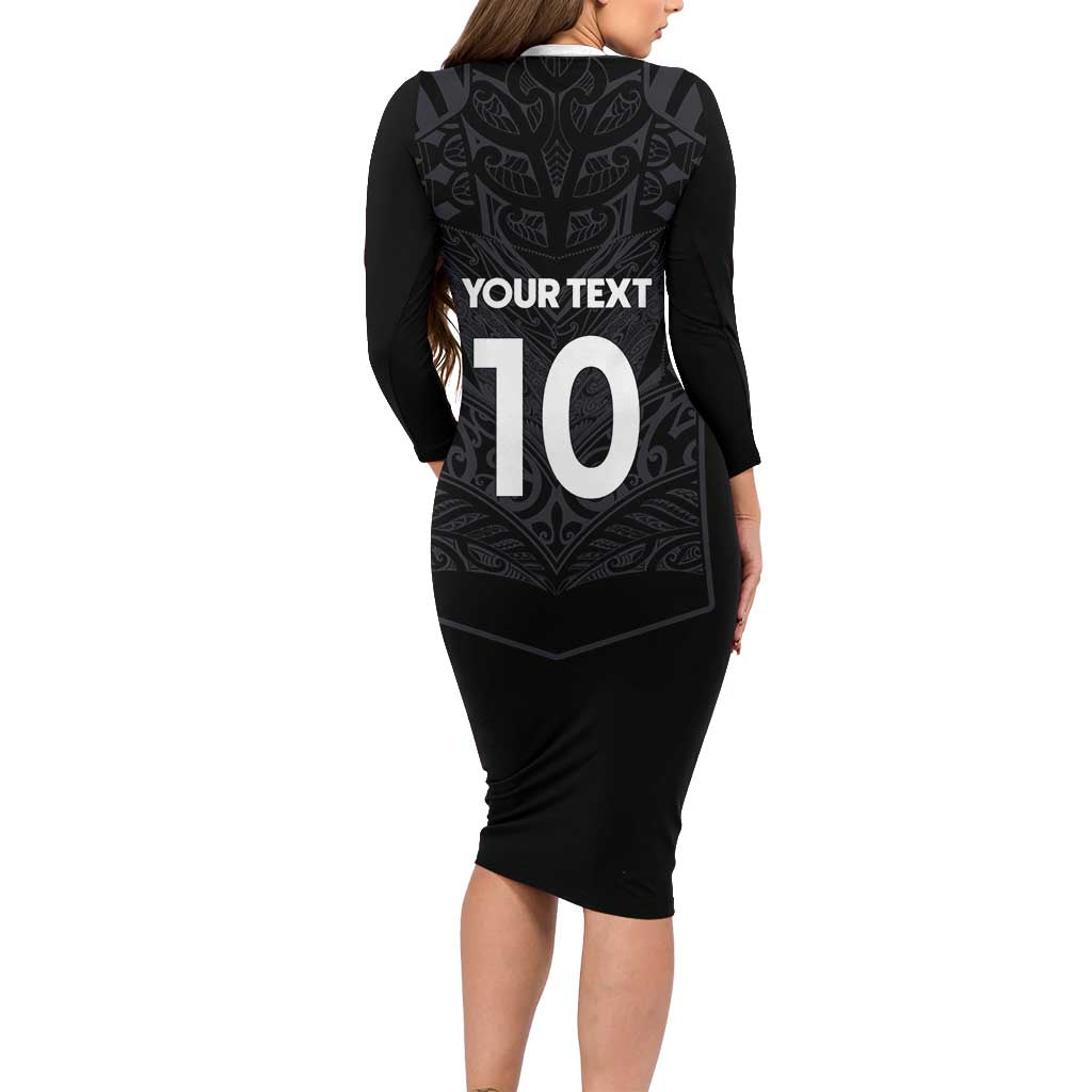 Custom Aotearoa Rugby Family Matching Long Sleeve Bodycon Dress and Hawaiian Shirt The Blacks-Sporty T90 Style - Polynesian Pride