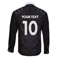 Custom Aotearoa Rugby Family Matching Off The Shoulder Long Sleeve Dress and Hawaiian Shirt The Blacks-Sporty T90 Style - Polynesian Pride