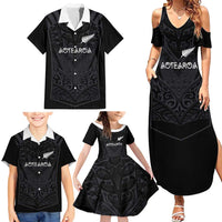 Custom Aotearoa Rugby Family Matching Summer Maxi Dress and Hawaiian Shirt The Blacks-Sporty T90 Style - Polynesian Pride