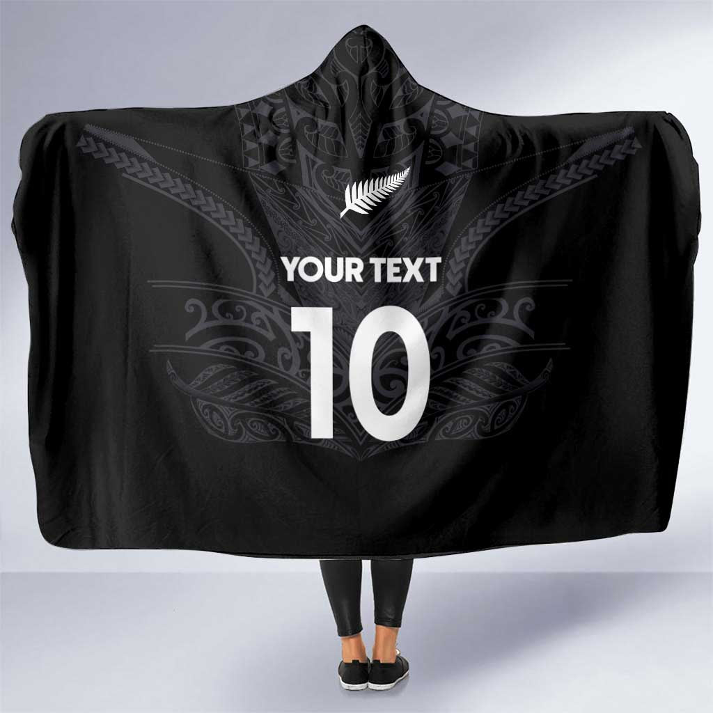 Custom Aotearoa Rugby Hooded Blanket The Blacks-Sporty T90 Style LT03 One Size Black - Polynesian Pride