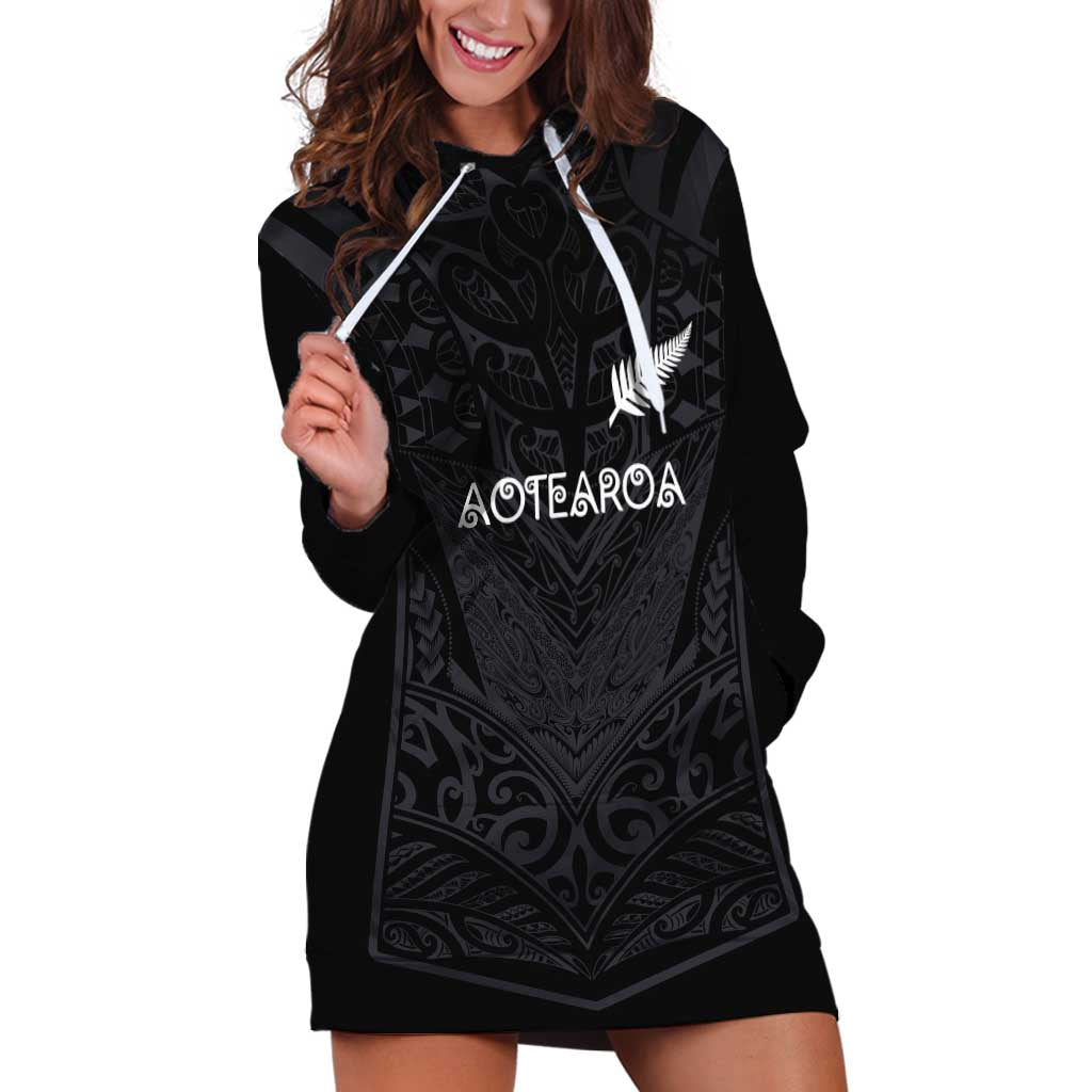 Custom Aotearoa Rugby Hoodie Dress The Blacks-Sporty T90 Style LT03 Black - Polynesian Pride