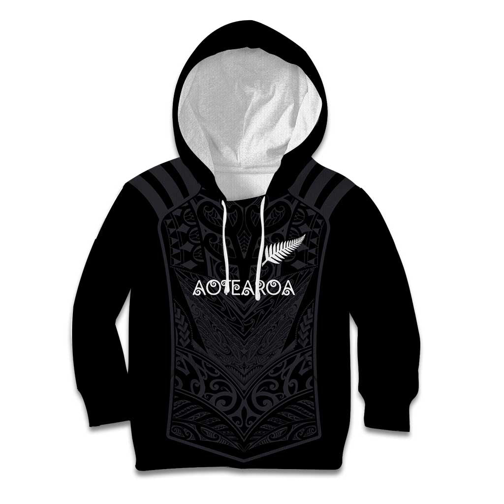 Custom Aotearoa Rugby Kid Hoodie The Blacks-Sporty T90 Style LT03 Hoodie Black - Polynesian Pride