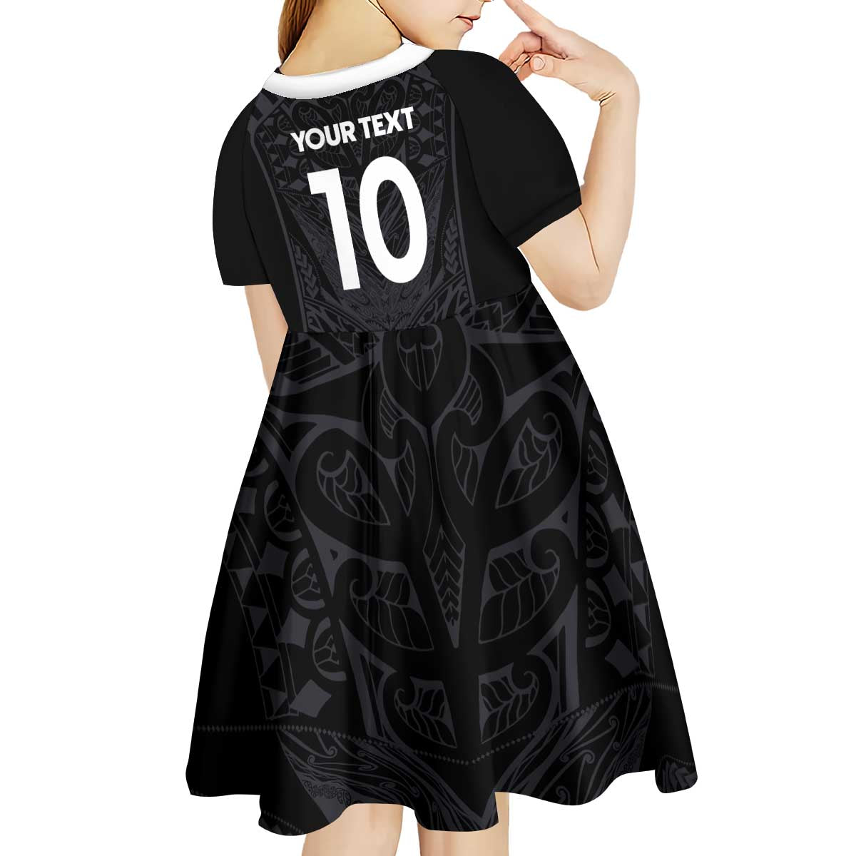 Custom Aotearoa Rugby Kid Short Sleeve Dress The Blacks-Sporty T90 Style - Polynesian Pride