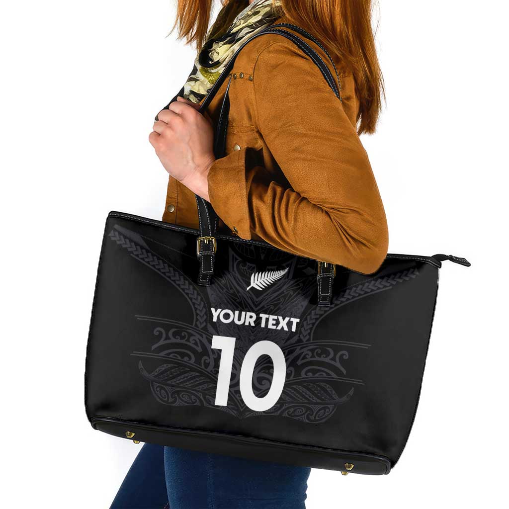 Custom Aotearoa Rugby Leather Tote Bag The Blacks-Sporty T90 Style - Polynesian Pride