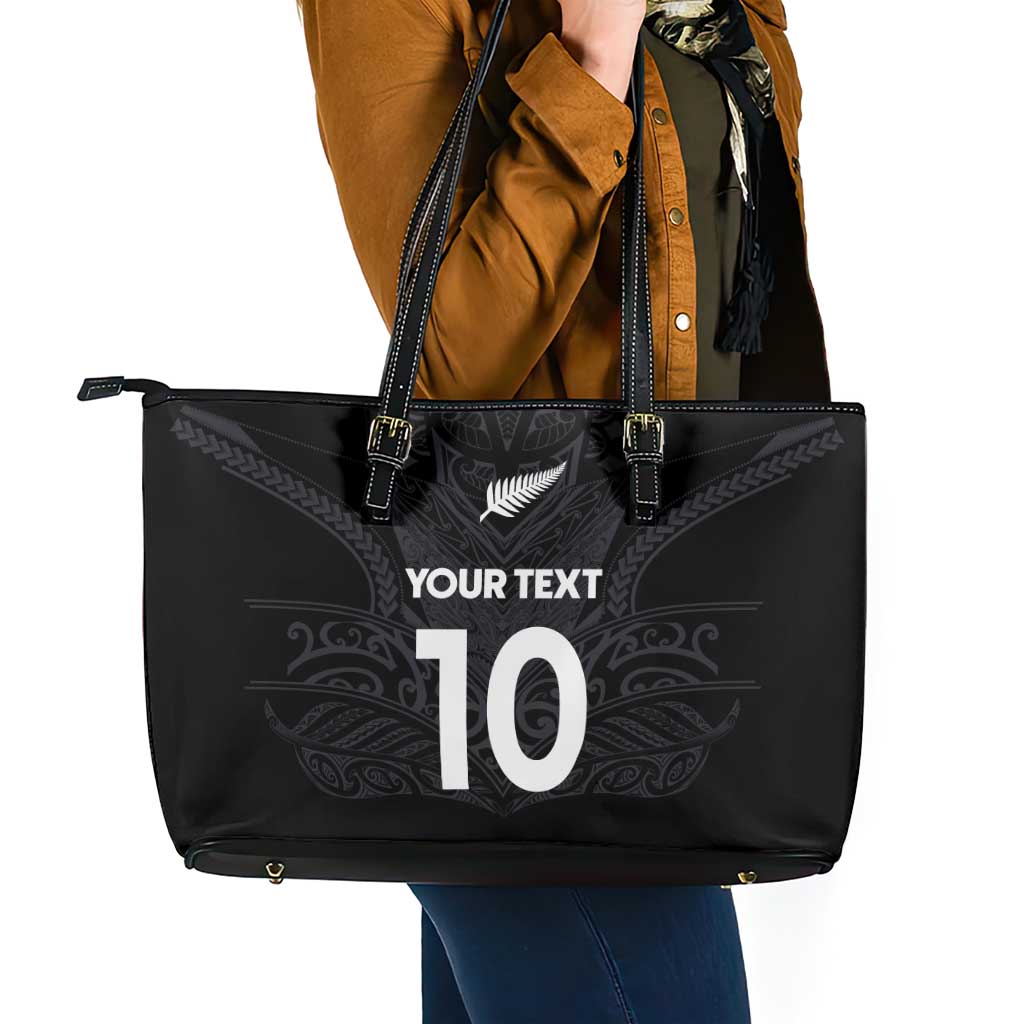 Custom Aotearoa Rugby Leather Tote Bag The Blacks-Sporty T90 Style - Polynesian Pride