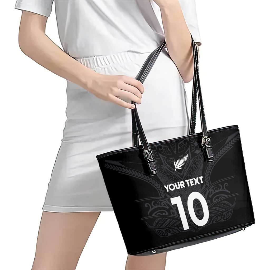 Custom Aotearoa Rugby Leather Tote Bag The Blacks-Sporty T90 Style - Polynesian Pride