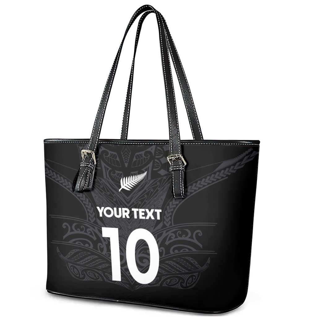 Custom Aotearoa Rugby Leather Tote Bag The Blacks-Sporty T90 Style - Polynesian Pride