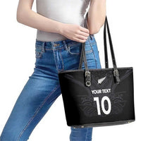 Custom Aotearoa Rugby Leather Tote Bag The Blacks-Sporty T90 Style - Polynesian Pride