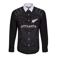 Custom Aotearoa Rugby Long Sleeve Button Shirt The Blacks-Sporty T90 Style - Polynesian Pride