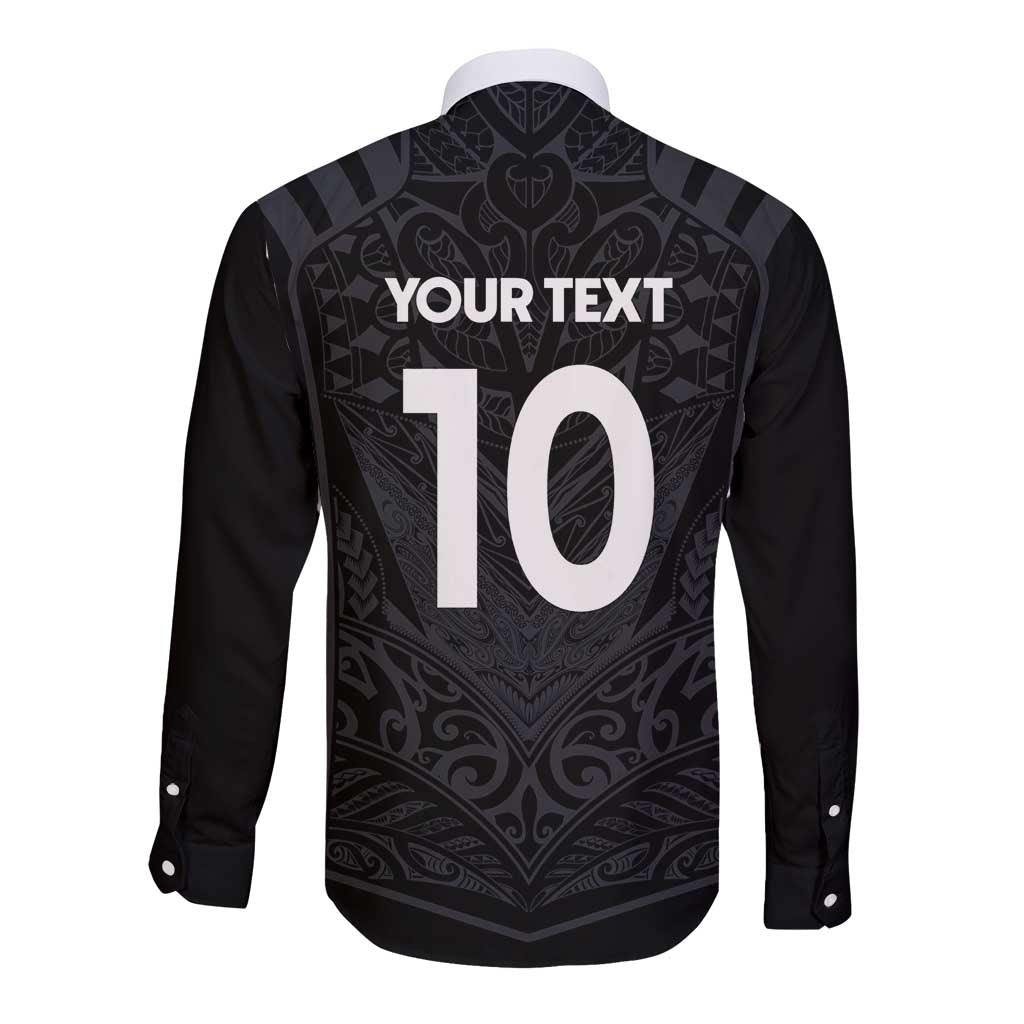 Custom Aotearoa Rugby Long Sleeve Button Shirt The Blacks-Sporty T90 Style - Polynesian Pride