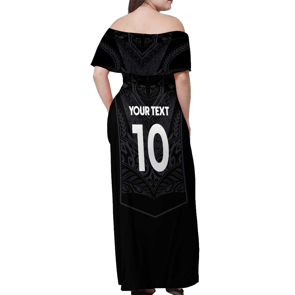 Custom Aotearoa Rugby Off Shoulder Maxi Dress The Blacks-Sporty T90 Style - Polynesian Pride