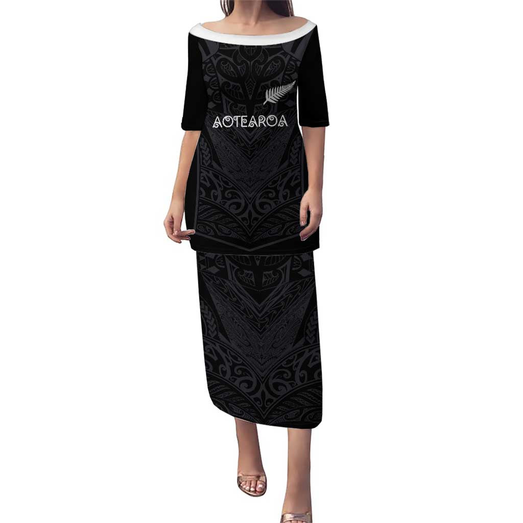 Custom Aotearoa Rugby Puletasi The Blacks-Sporty T90 Style LT03 Long Dress Black - Polynesian Pride