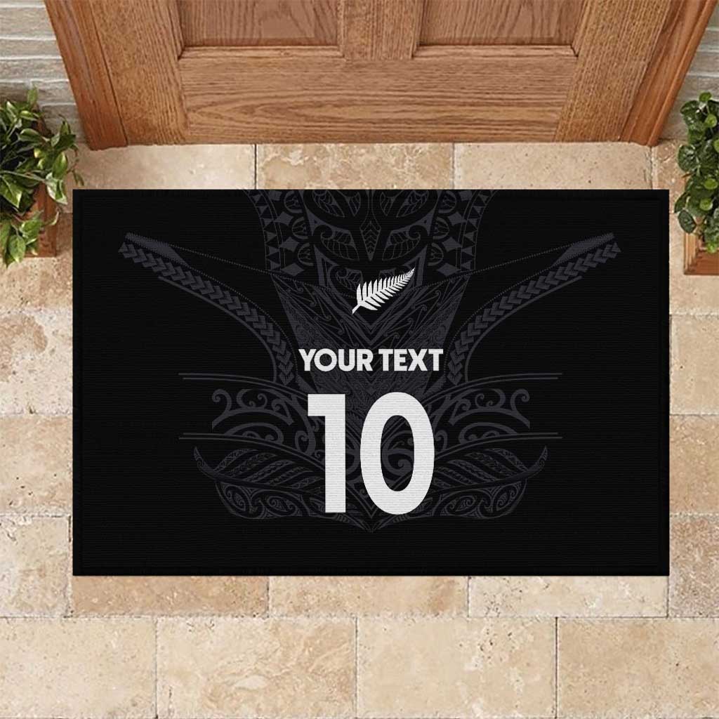 Custom Aotearoa Rugby Rubber Doormat The Blacks-Sporty T90 Style LT03 Black - Polynesian Pride