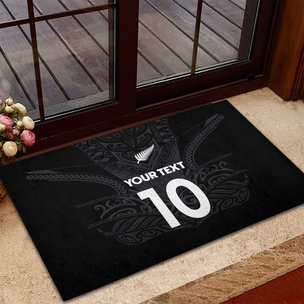 Custom Aotearoa Rugby Rubber Doormat The Blacks-Sporty T90 Style - Polynesian Pride
