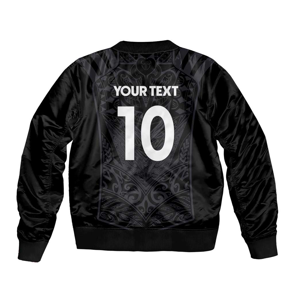 Custom Aotearoa Rugby Sleeve Zip Bomber Jacket The Blacks-Sporty T90 Style - Polynesian Pride
