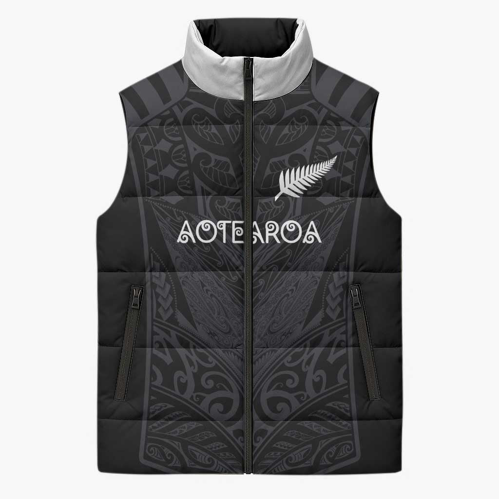 Custom Aotearoa Rugby Sleeveless Puffer Jacket The Blacks-Sporty T90 Style - Polynesian Pride