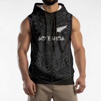 Custom Aotearoa Rugby Sleeveless Zip Hoodie The Blacks-Sporty T90 Style - Polynesian Pride