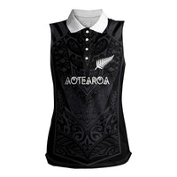 Custom Aotearoa Rugby Women Sleeveless Polo Shirt The Blacks-Sporty T90 Style - Polynesian Pride