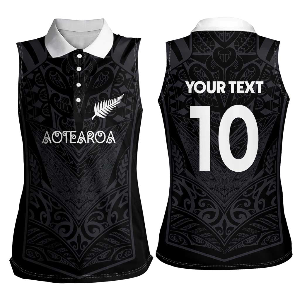 Custom Aotearoa Rugby Women Sleeveless Polo Shirt The Blacks-Sporty T90 Style - Polynesian Pride
