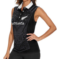 Custom Aotearoa Rugby Women Sleeveless Polo Shirt The Blacks-Sporty T90 Style - Polynesian Pride