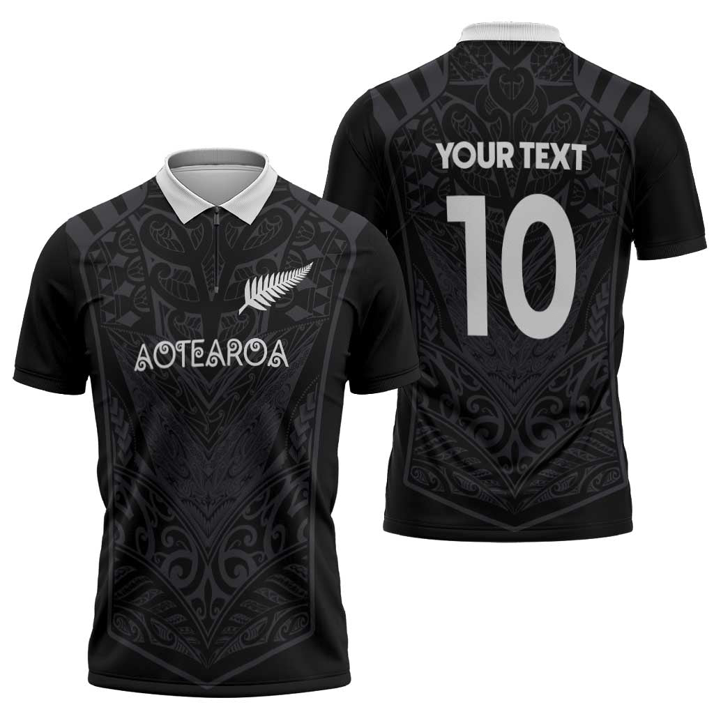 Custom Aotearoa Rugby Zipper Polo Shirt The Blacks-Sporty T90 Style - Polynesian Pride