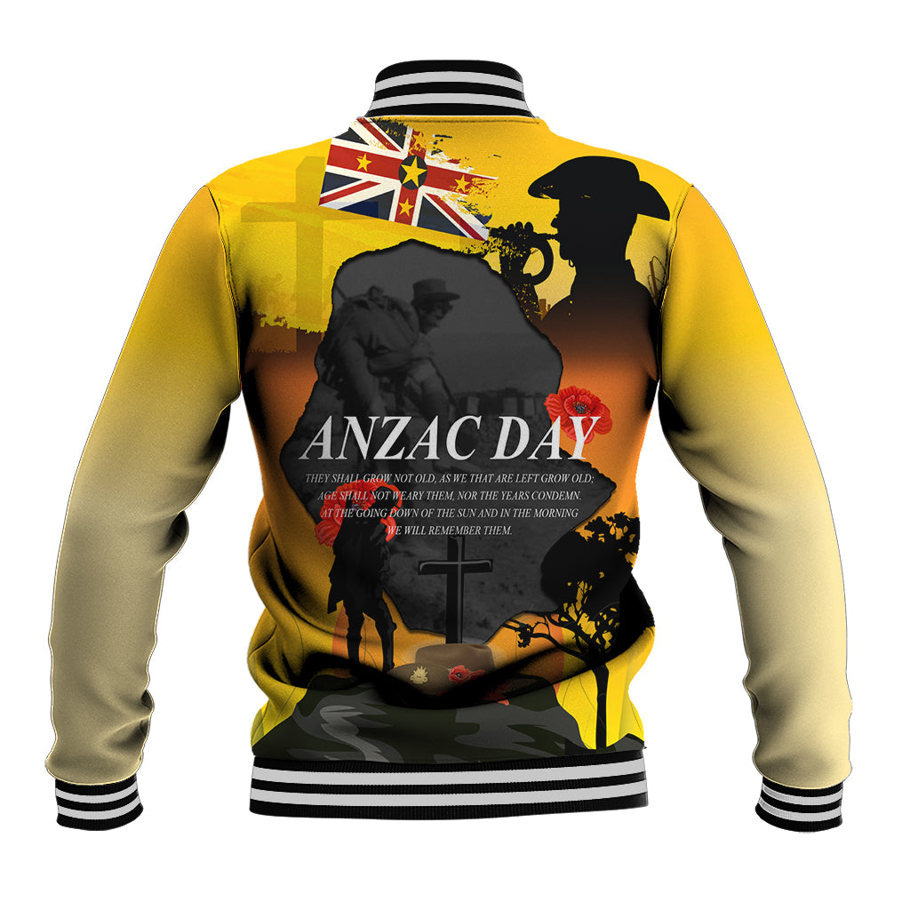 Niue ANZAC Day Baseball Jacket Soldier and Gallipoli Lest We Forget LT03 - Polynesian Pride
