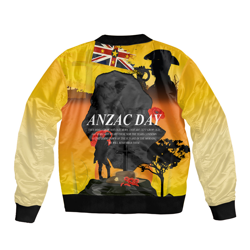 Niue ANZAC Day Bomber Jacket Soldier and Gallipoli Lest We Forget LT03 - Polynesian Pride