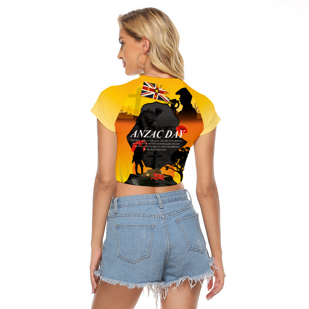 Niue ANZAC Day Raglan Cropped T Shirt Soldier and Gallipoli Lest We Forget LT03 - Polynesian Pride
