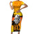 Niue ANZAC Day Short Sleeve Bodycon Dress Soldier and Gallipoli Lest We Forget LT03 Long Dress Yellow - Polynesian Pride