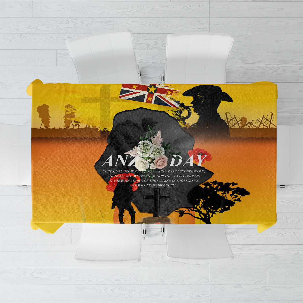 Niue ANZAC Day Tablecloth Soldier and Gallipoli Lest We Forget LT03 Yellow - Polynesian Pride