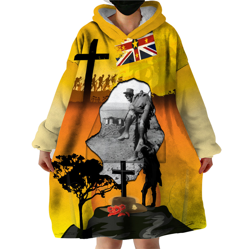 Niue ANZAC Day Wearable Blanket Hoodie Soldier and Gallipoli Lest We Forget LT03 - Polynesian Pride