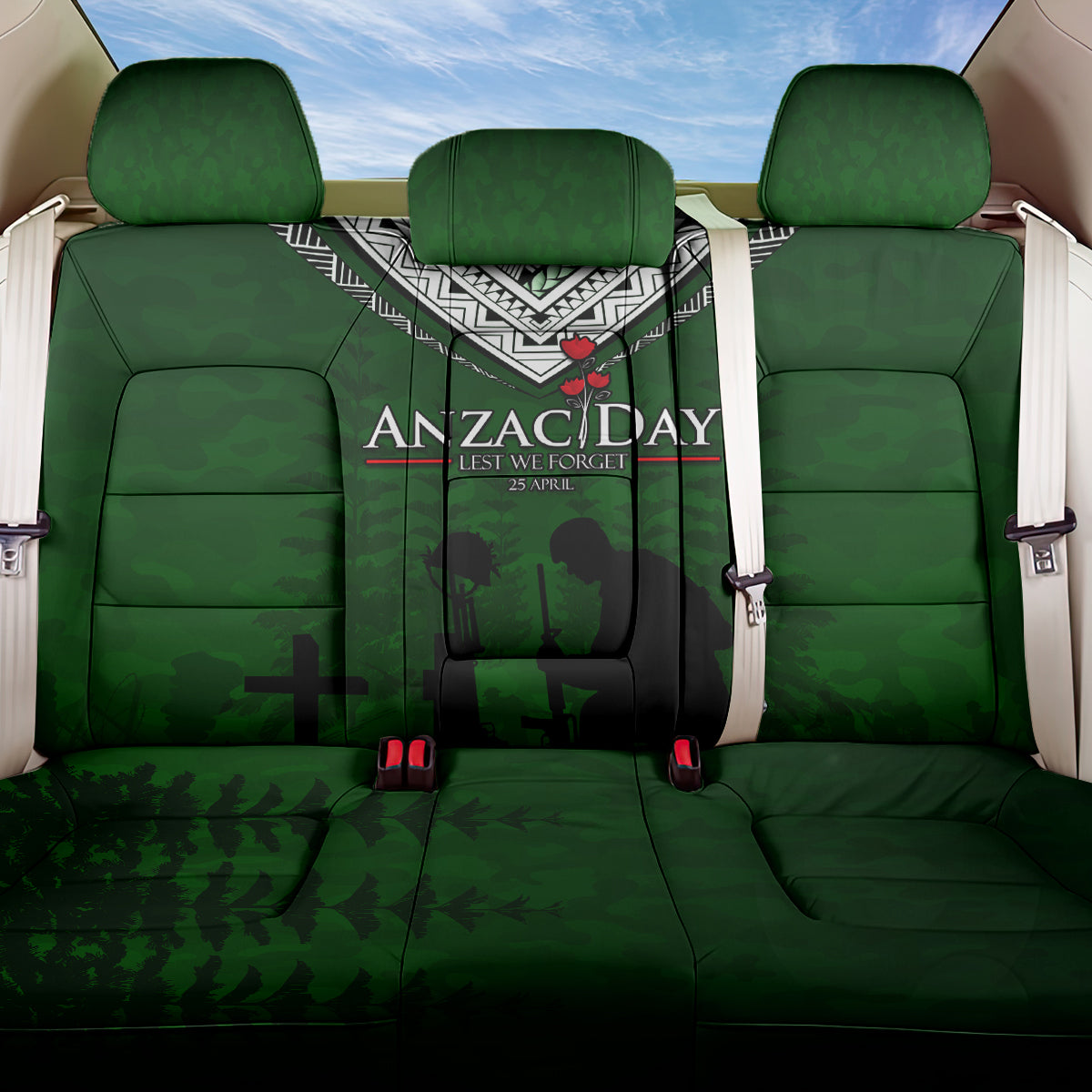 Norfolk Island ANZAC Day Back Car Seat Cover Soldier Lest We Forget Camouflage LT03