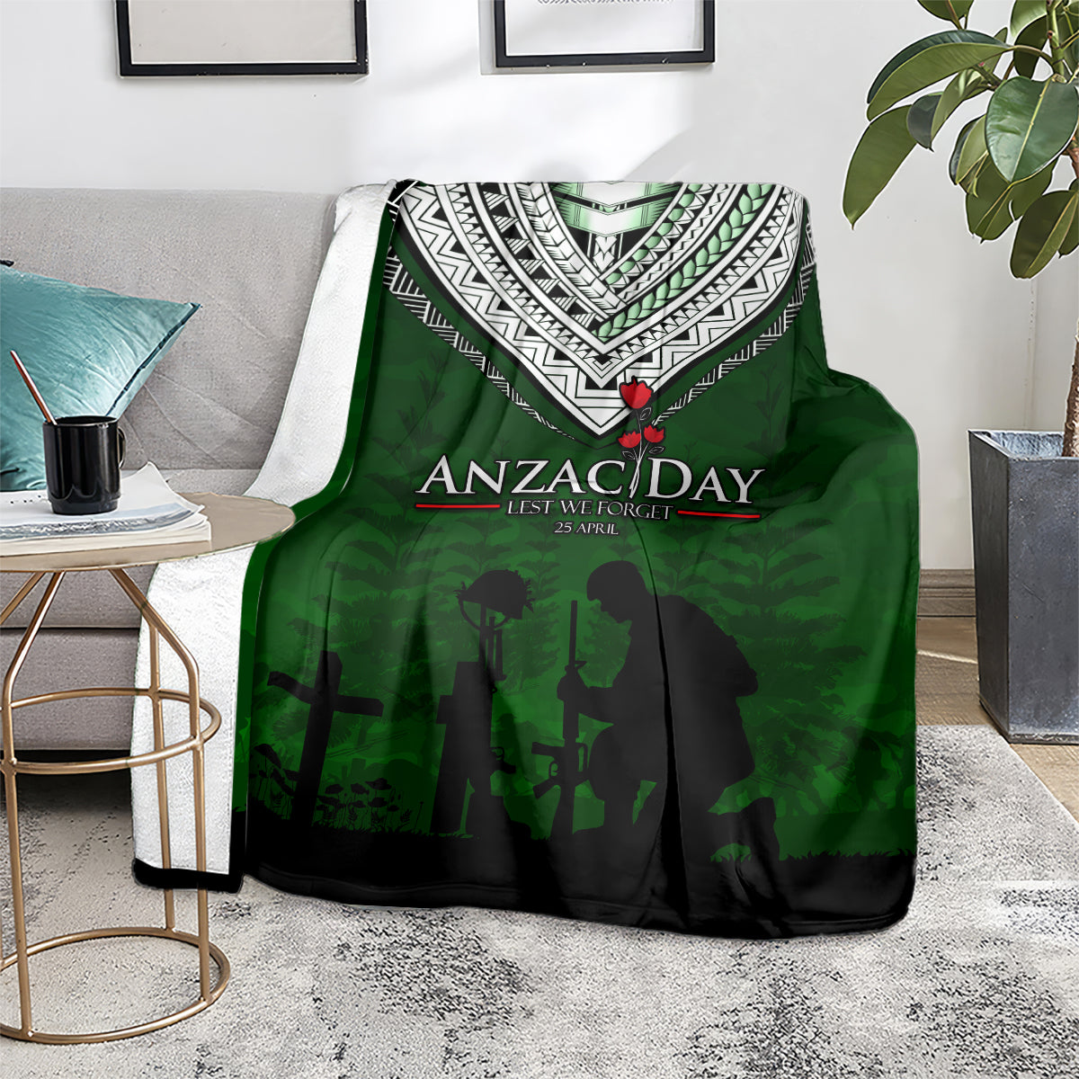 Norfolk Island ANZAC Day Blanket Soldier Lest We Forget Camouflage LT03 - Polynesian Pride