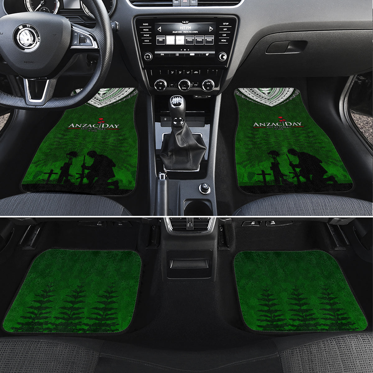 Norfolk Island ANZAC Day Car Mats Soldier Lest We Forget Camouflage LT03 Set 4pcs Green - Polynesian Pride