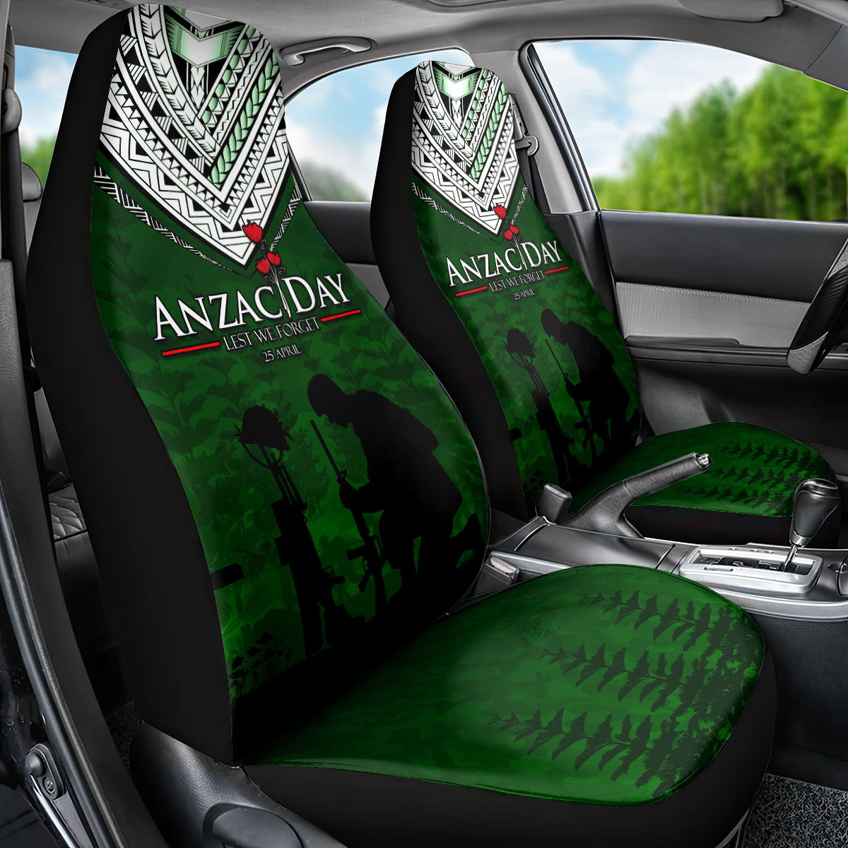 Norfolk Island ANZAC Day Car Seat Cover Soldier Lest We Forget Camouflage LT03 - Polynesian Pride