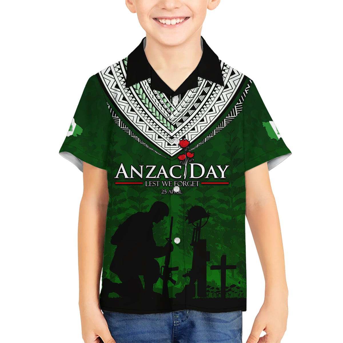 Norfolk Island ANZAC Day Hawaiian Shirt Soldier Lest We Forget Camouflage LT03 - Polynesian Pride