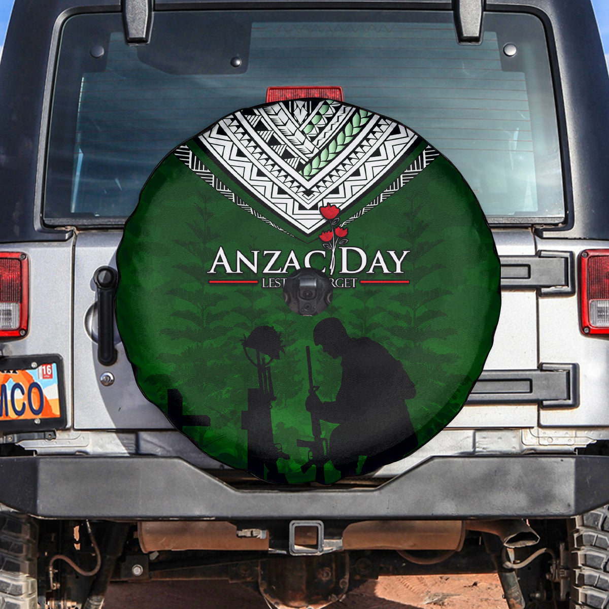 Norfolk Island ANZAC Day Spare Tire Cover Soldier Lest We Forget Camouflage LT03 Green - Polynesian Pride