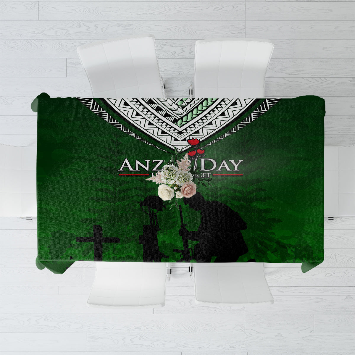 Norfolk Island ANZAC Day Tablecloth Soldier Lest We Forget Camouflage LT03 Green - Polynesian Pride