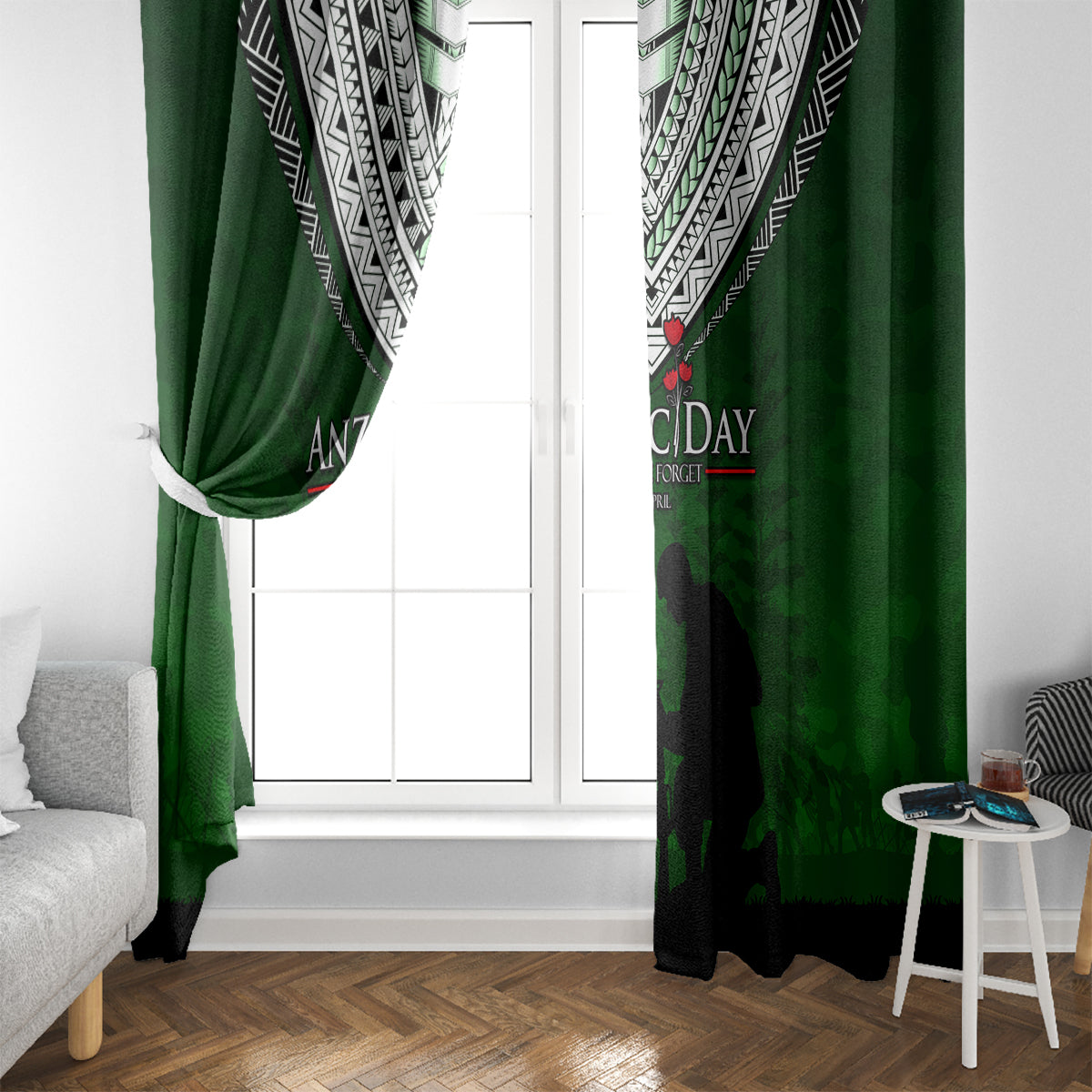 Norfolk Island ANZAC Day Window Curtain Soldier Lest We Forget Camouflage LT03 - Polynesian Pride