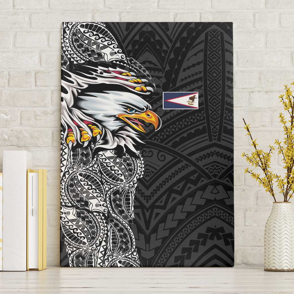 American Samoa Flag Day Canvas Wall Art Tribal Tattoo with Eagle Black